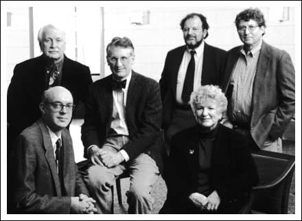Thomas S.W. Lewis (middle) with Skidmore College colleagues